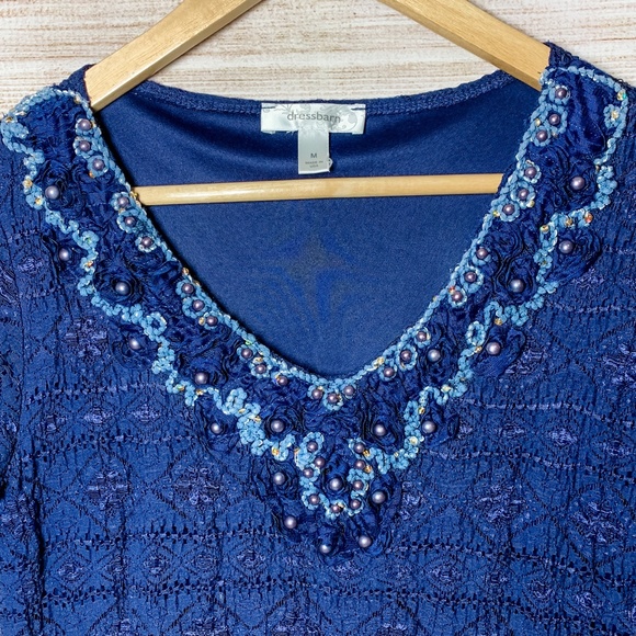 Dress Barn Tee Embellished with Lace - Medium - Picture 3 of 3